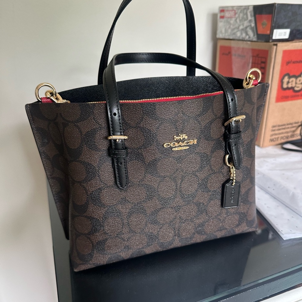 Coach Brown and Black Signature Tote